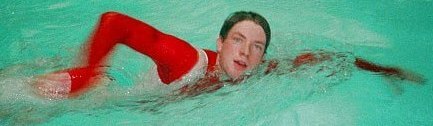 front crawl in red bodysuit