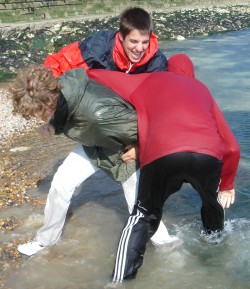 Pool team in anoraks