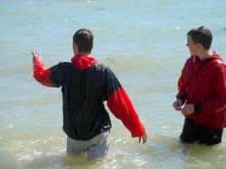 hoodie jeans and shoes for sea swimming