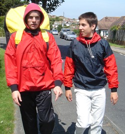 Pool team in anoraks